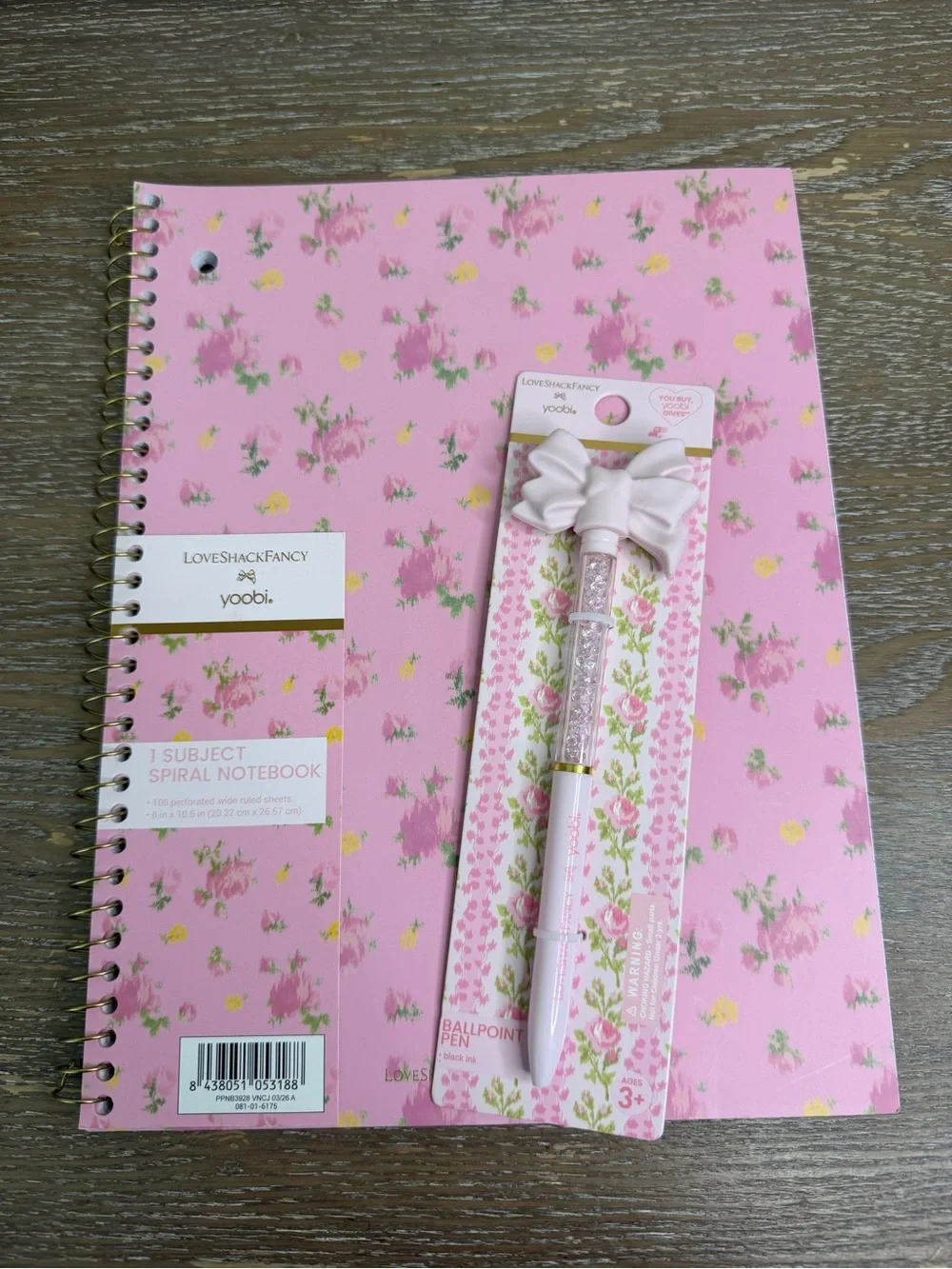 Loves Shack Fancy Notebook Pen Set Pink Floral Stationery Target NEW